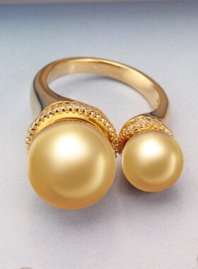 New rendy Round Pearl Statement Rings for Women Cubic Zircon