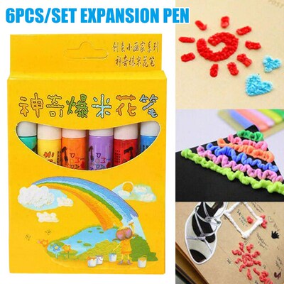 6 Pcs Magic Popcorn Pen Puffy 3D Art Safe for Greeting Birth