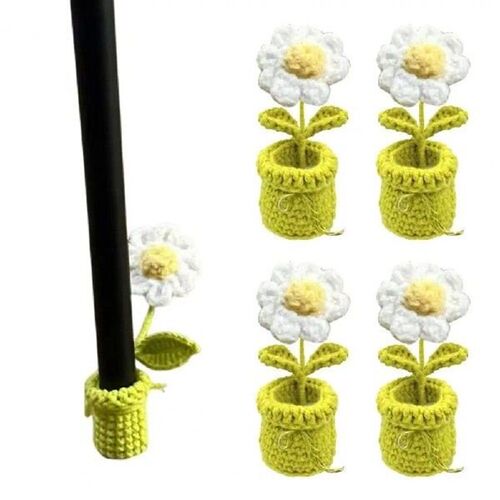 Crochet Flower Chair Leg Cover Handmade Knitting White