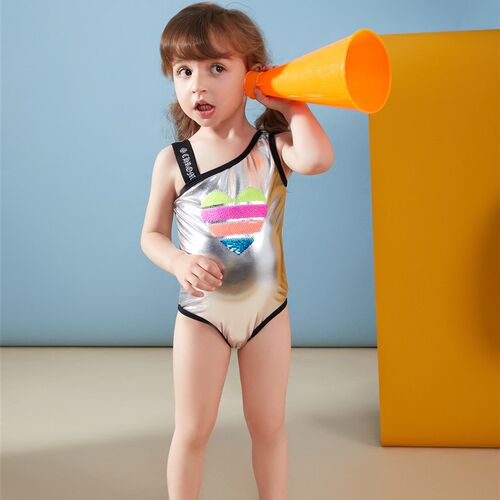 Shinning Kids Girls Swimwear 2022 Children Single Shoulder S