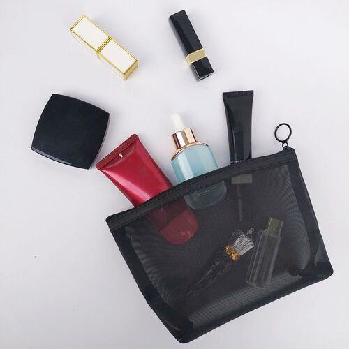 1pcs Black Womens Cosmetic Bag Mesh Storage Organizer for C