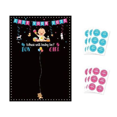 Baby Shower Party Sticker Set Gender Secret Game Birthday