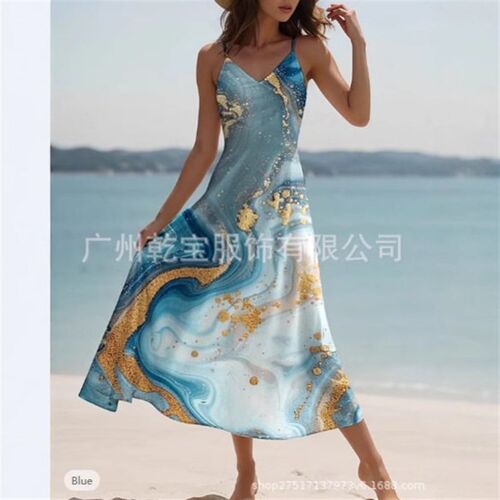 1 Piece For 2025 In Stock Wavy Print V-neck Sexy Sling Women