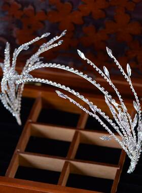 Baroque Crystal Rhinestone  Tassel Leaf Hairband Women Brida