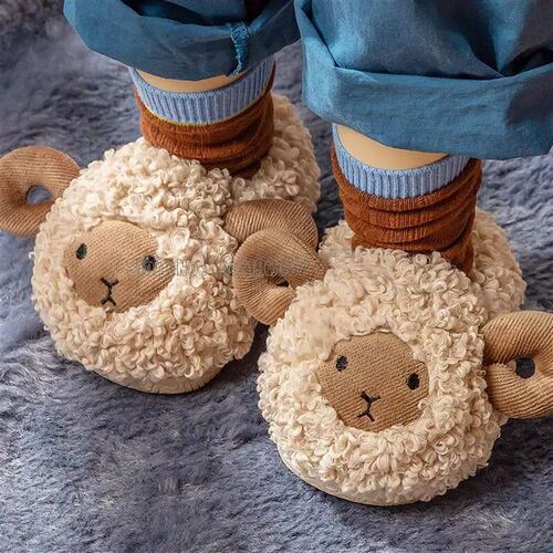 Children Winter Soft Plush Fluffy Slippers Home Kids Girls B