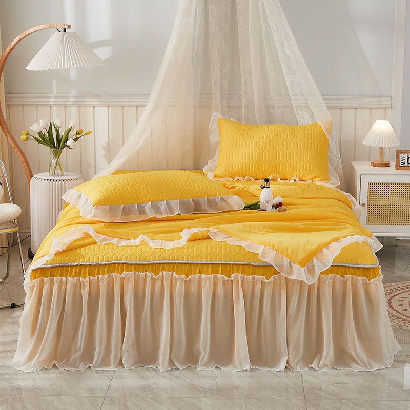 夏日可水洗空调被乳胶凉席四件荷叶花边凉感丝薄被少女卧室,床上用品,化纤被,淘宝优惠券,粉丝福利购,淘宝优惠卷