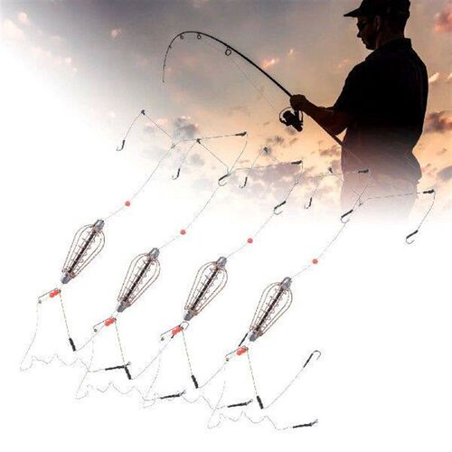 4Pcs Fishing Bait Holder Cage Spring Basket Lure Feeder