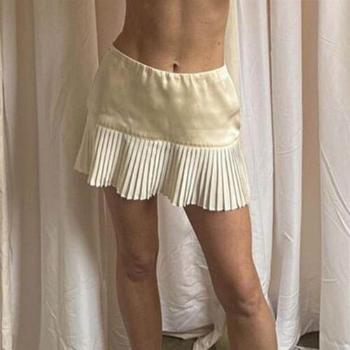 Tennis Skirts Low Waist Pleated Women Skirts Solid Color A