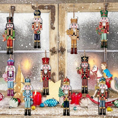 12PCS Nutcracker Wooden Decorative Set - Chritma Gift, Party