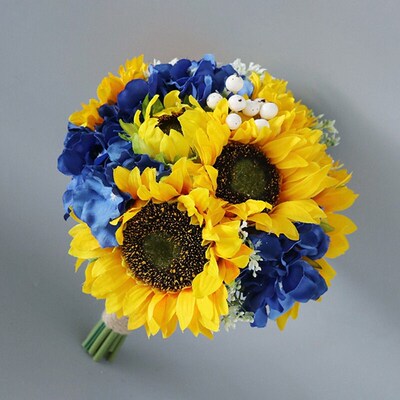 Artificial Sunflower Bridal Wedding Bouquet - Romantic