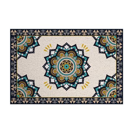 华丽民族风入户门踩脚刮土丝圈地垫面防滑玄关大门口除尘垫