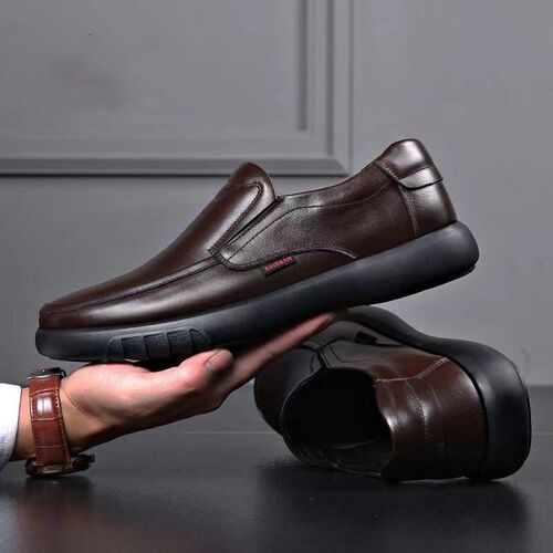 Mens Leather Shoes Black Comfortable Soft Bottom Spring Aut