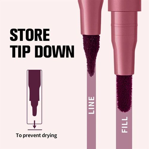 2-in-1 Lip Contour Lip Stain Pen Smudge-proof Non-stick Cup