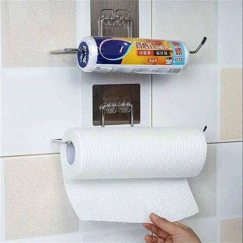 2PCS Kitchen Paper Towel Holder Adhesive Toilet Paper Rack T