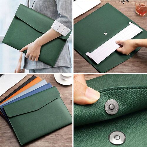 A4 File Pocket Dustproof Documents Pouch Business PU Leather