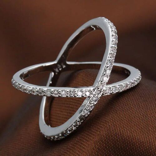 Fashion Rhinestone Wedding Ring For Women Zircon Silver Colo
