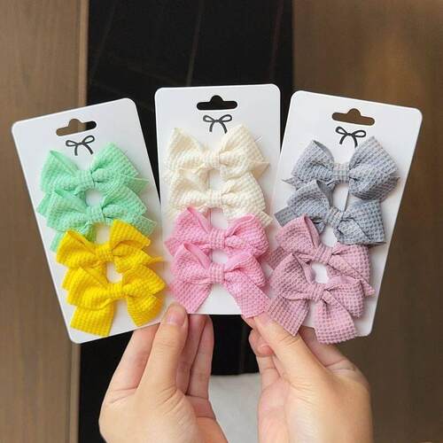 4/6/10Pcs Soft Cotton Bow Hairpin Girl Sweet Design Hairpin