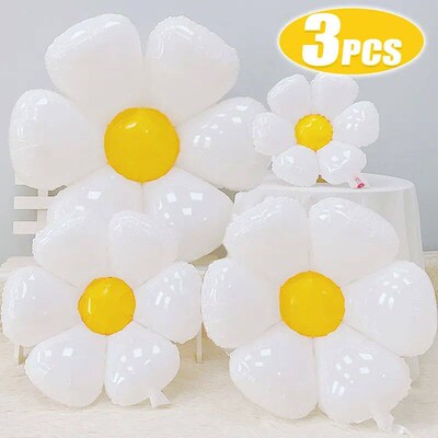3/1pcs White Daisy Flower Balloon Multi Size Sunflower Foil