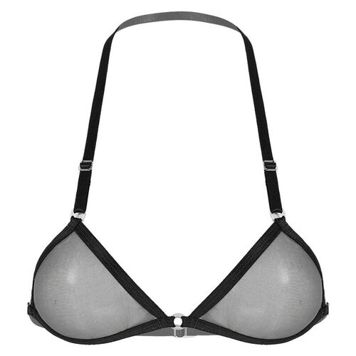 Womens Adjustable Straps Halter Neck Backless See-through Me