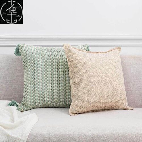 Sofa pillow cover woven tassel cushion bedside 沙发抱枕套
