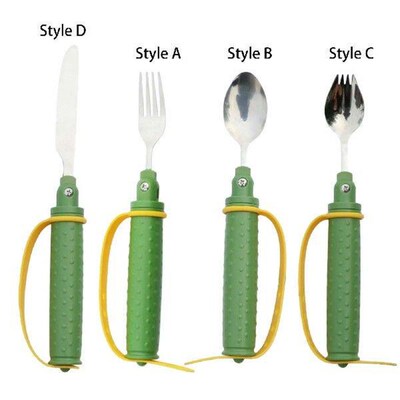 Easy Grip Spoon Fork Anti Slip Stainless Steel Anti shaking