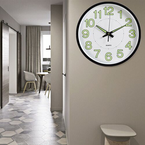 12 inch Luminous Minimalist Wall Clock Modern Design White Q