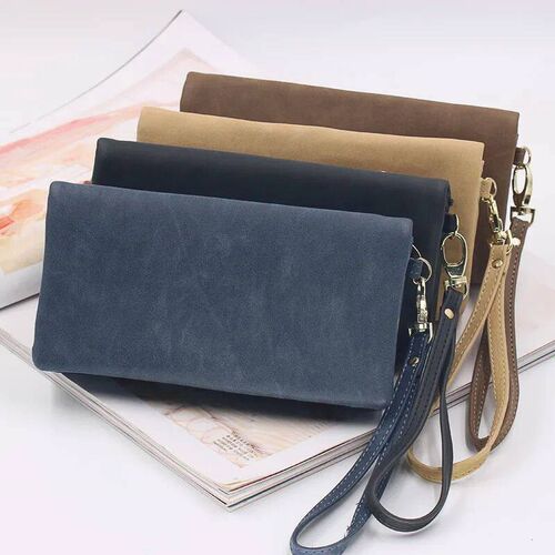 Large Capacity Women Dull Polih Leather Wallet Double Zippe