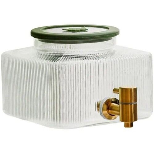 Square Glass Drink Bucket Cold Kettle with Faucet Drinking