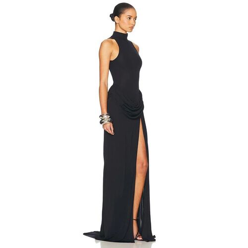 Blifanbo Turtleneck Off-shoulder Sleeveless Thigh Split High