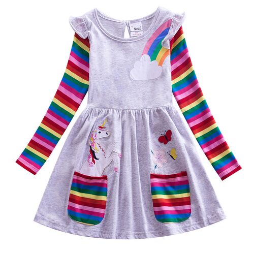 Girl long Dresses New Autumn Spring Cartoon Casual Cotton Gi