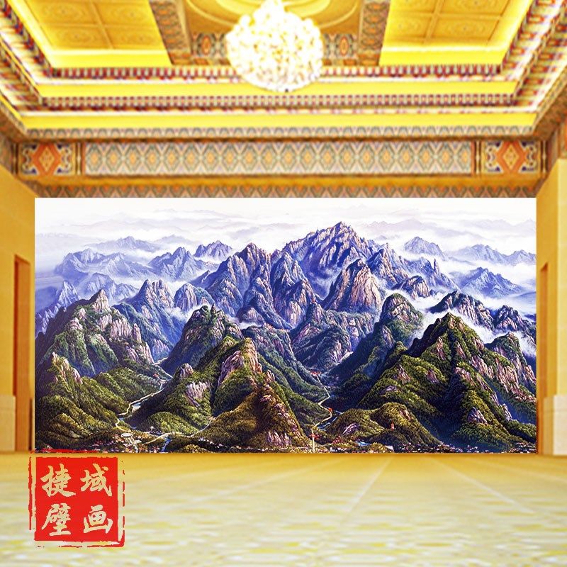 办公室泰山日出背景墙壁纸大厅电视整张壁画3d靠山墙贴画沙发墙布,家装主材,定制壁画,淘宝优惠券,粉丝福利购,淘宝优惠卷