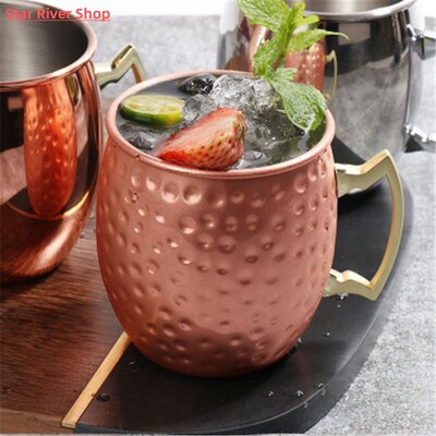 500ML Sanding Moscow Mule Cup Copper Plating Cup 304 Stainle