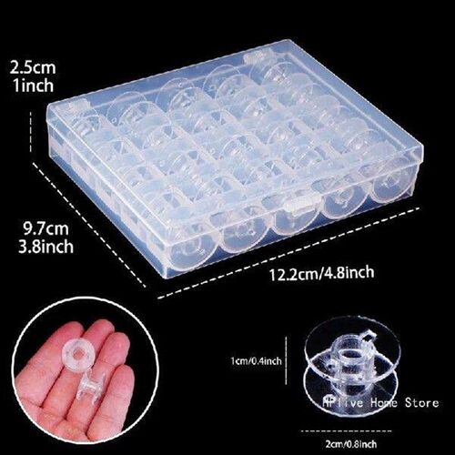 25Pcs Clear Sewing Machine Bobbins Spools Empty Bobbins