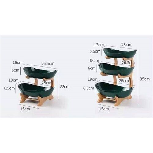 Table Plates Dinnerware Wooden 2/3Layer Kitchen Vegetables