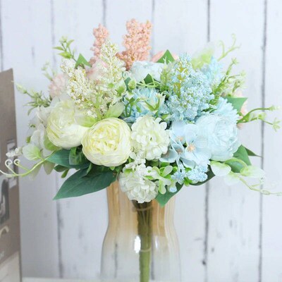 Roses Artificial Flowers White Silk Peony High Quality Sky B