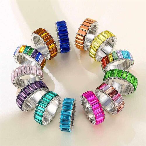 New 3A Zircon Crystal Ring For Women Light Luxury Multicolor