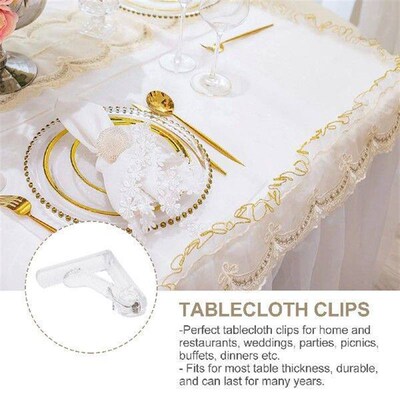 8Pcs Transparent Triangle Tablecloth Clips Adjustable Table