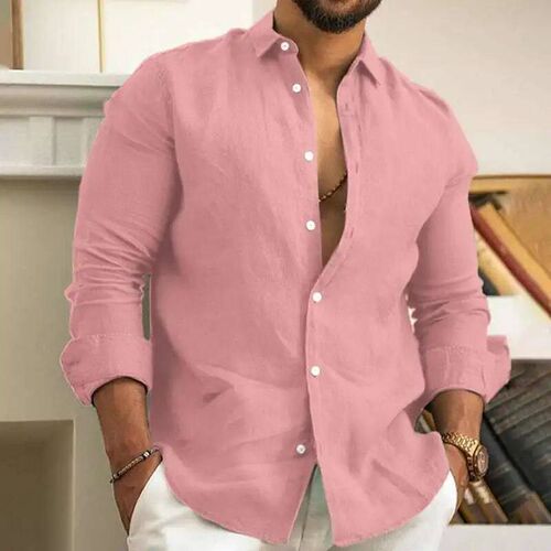 New Mens Casual Shirts Linen Shirt Men Casual ops High-qual