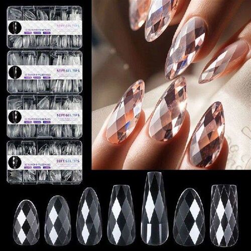 140/120pcs Diamond Almond Nail Ballet False Nails Acrylic