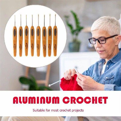8Pcs Crochet Hooks Set ABS Handle Aluminium Knitting
