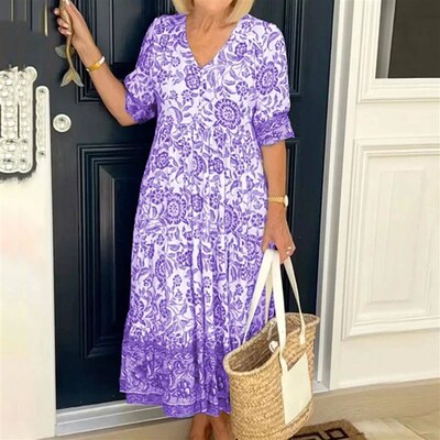Boho Style Sundresses For Women Summer Casual V Neck Short