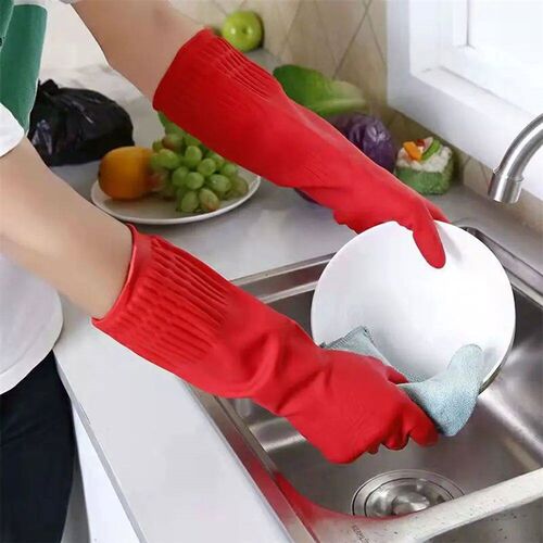 1 Pair Heavy Duty Rubber Gloves with Extra Long Cuffs Safety