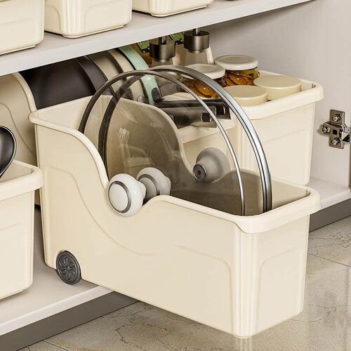 Kitchen storage box with wheels, storage basket for kitchen