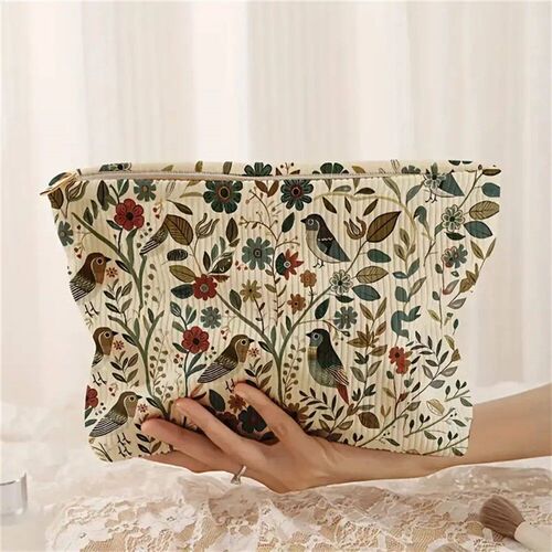 1pc Cosmetic Bags Branch Bird Pattern Womens Makeup Bag Cor