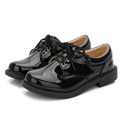 Boys Leather Shoes Black Patent British Style 2025 Schoolboy