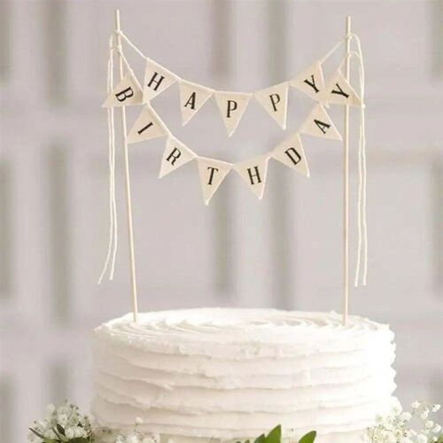 New Birthday Cake Flag Topper Baking Decoration Tools Wood G