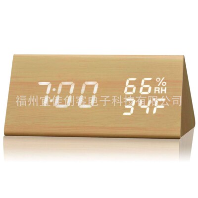 Wooden alarm clock, student bedside wooden clock