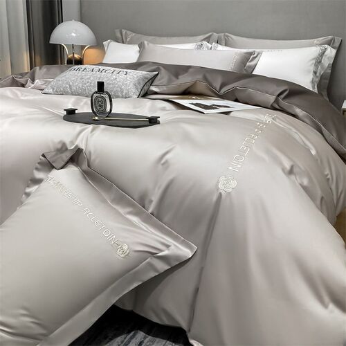 Light Luxury Washed Ice Silk Bed Four-piece Embroidered High