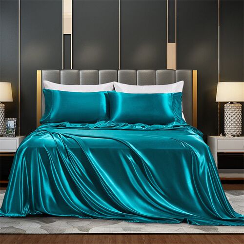 Solid lor Sad Imitation Silk Four-piece Simple Bed Sheet Bed