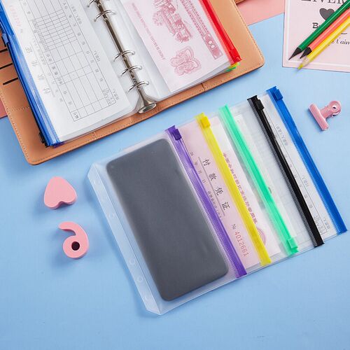 A6 Binder Pockets Zipper Convenient Clear Color PVC Folders
